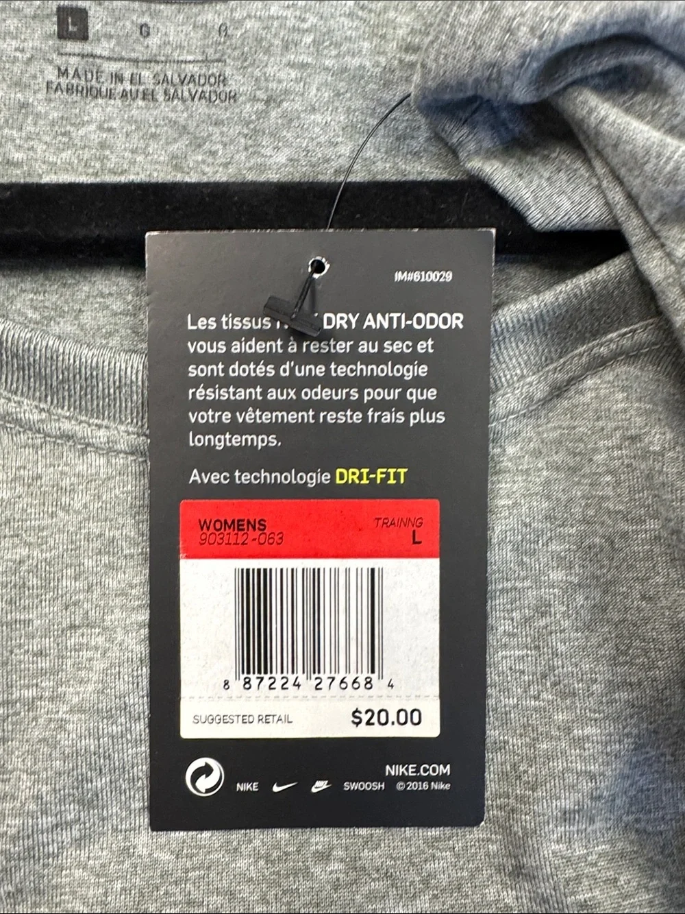 Nike Women's Gray Short Sleeve Performance Tee with Swoosh